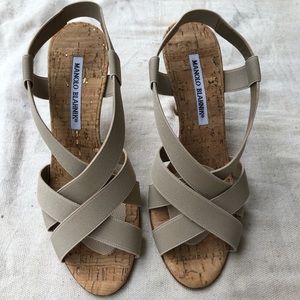 Manolo Blahnik Lasti cork and elastic heel